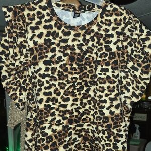 SHEIN Leopard Print Pullover Top - Tan, Brown, Black